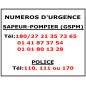 Numéros d'Urgence